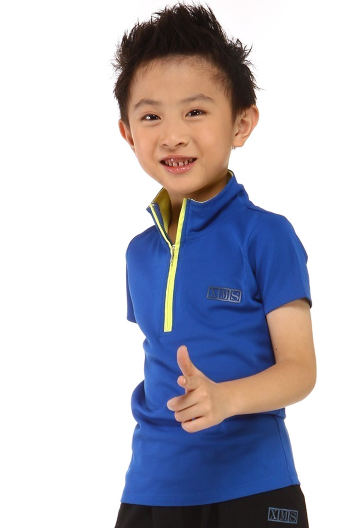 Classic Kids Half Zipped Sports Shirt - Blue