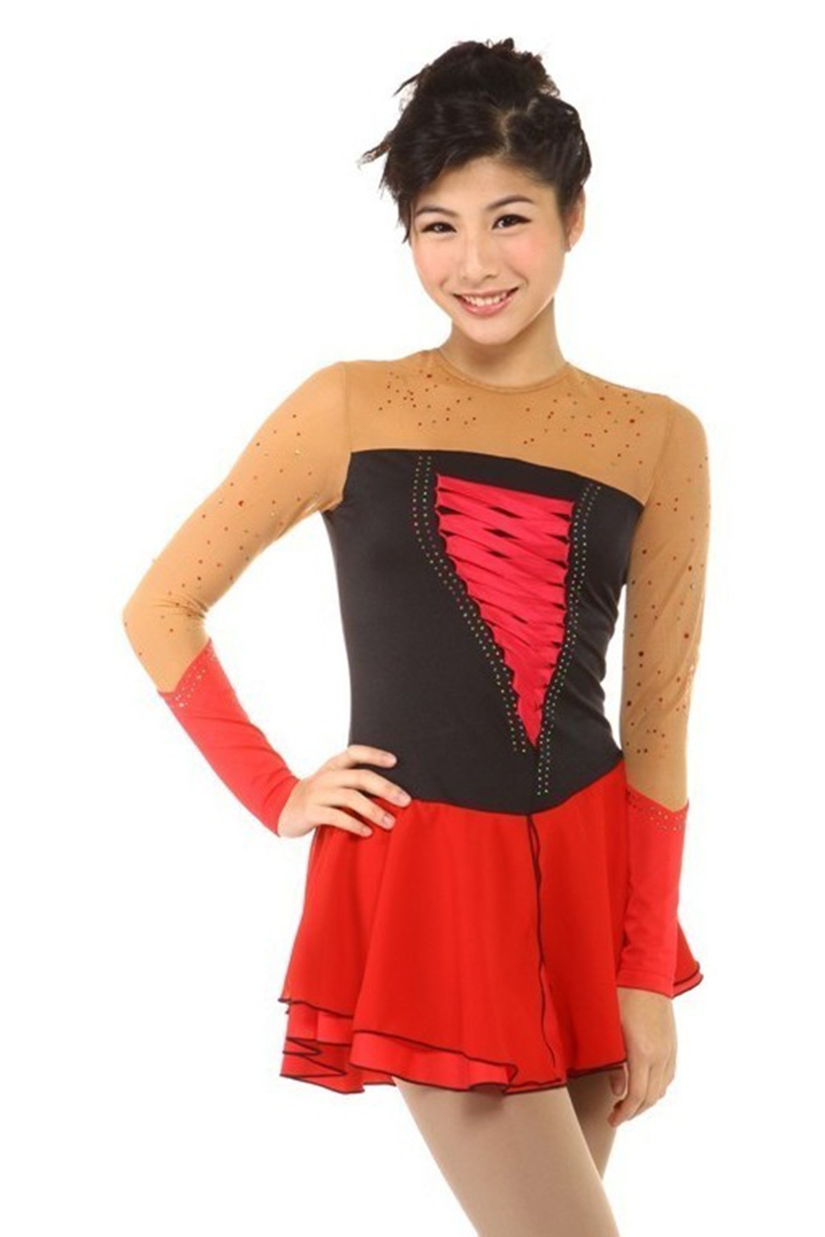 青春时尚 Emma 花样滑冰表演服比赛裙 - 红色