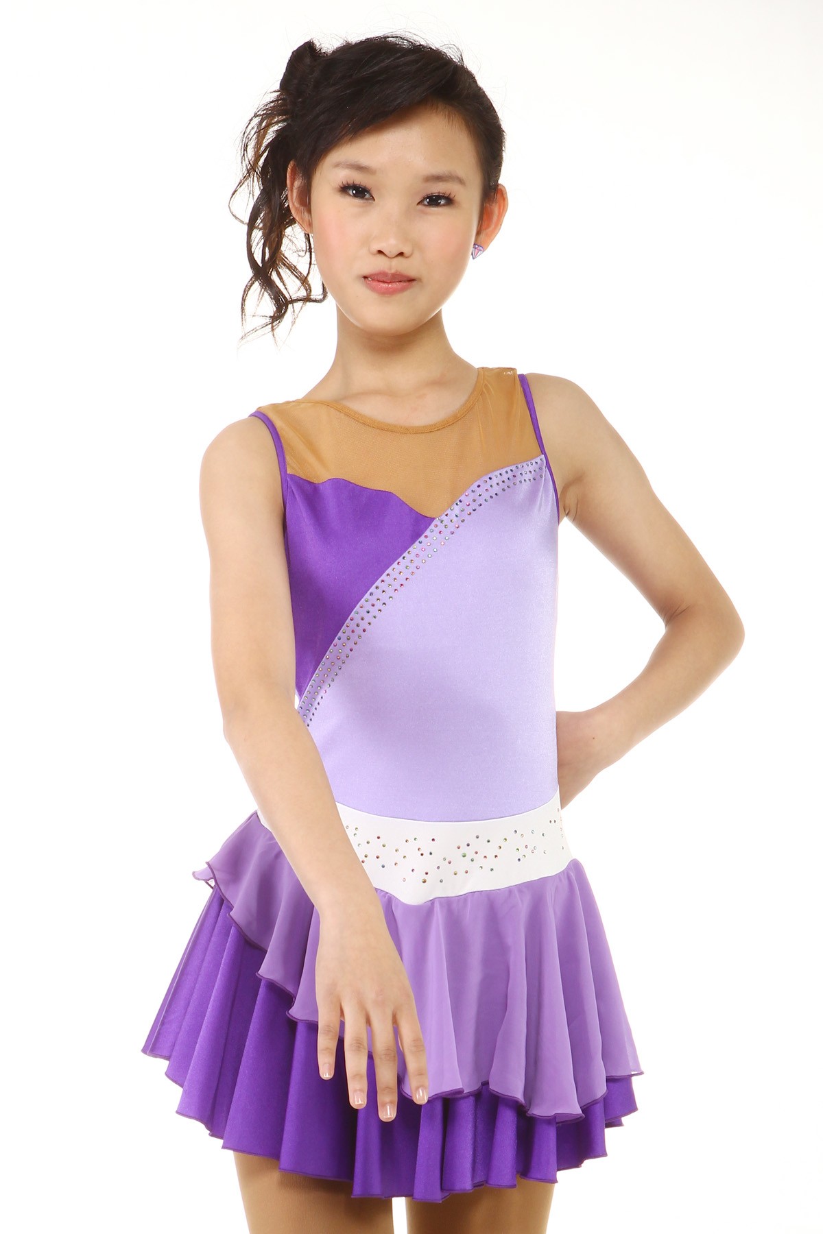 青春时尚 Jelene 花样滑冰表演服比赛裙 - 浅紫
