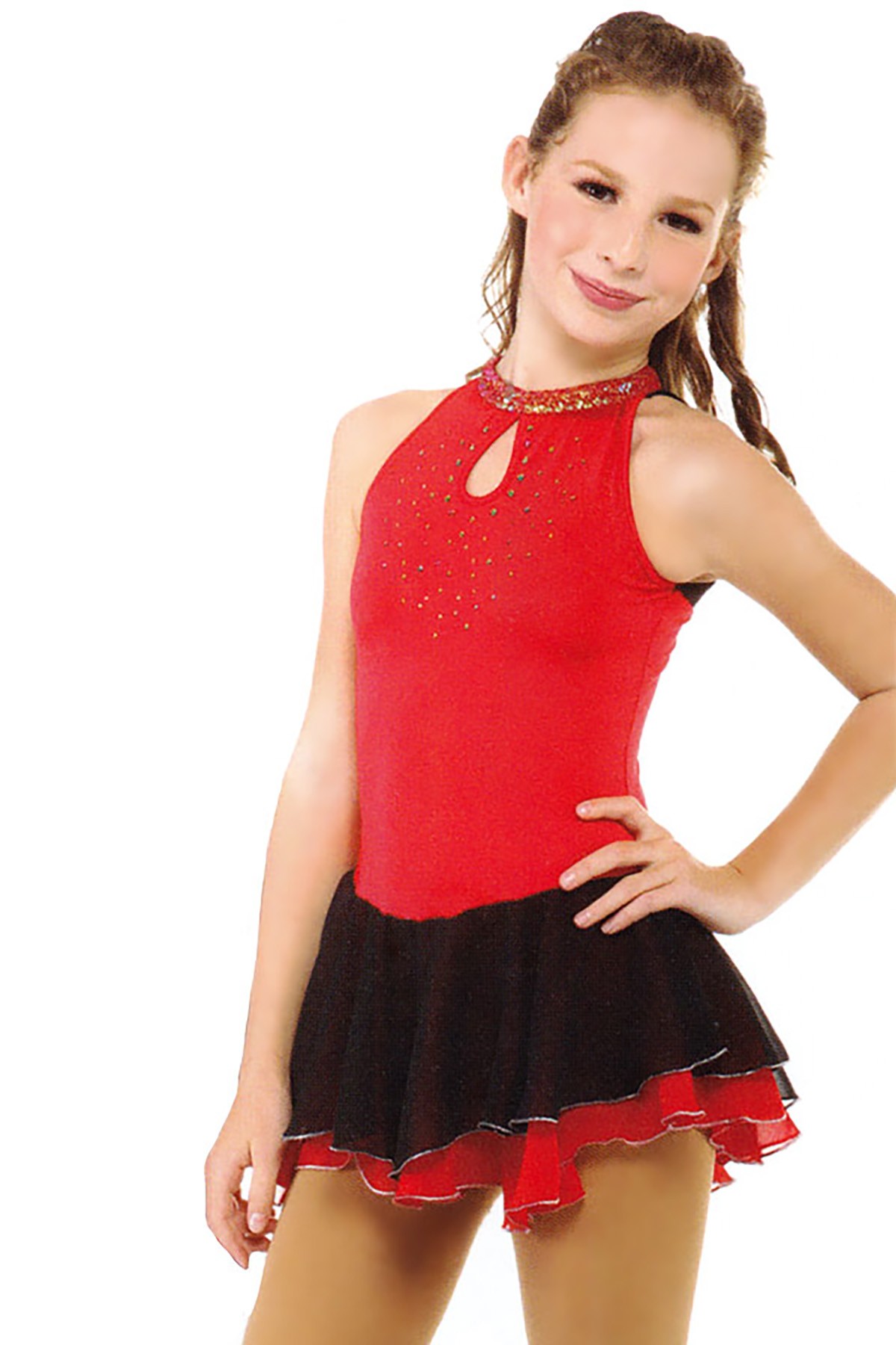 青春时尚 Celeste 花样滑冰表演服比赛裙 - 红色