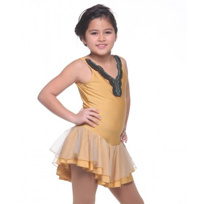 Trendy Pro Alani Figure Skating Dress - Gold
