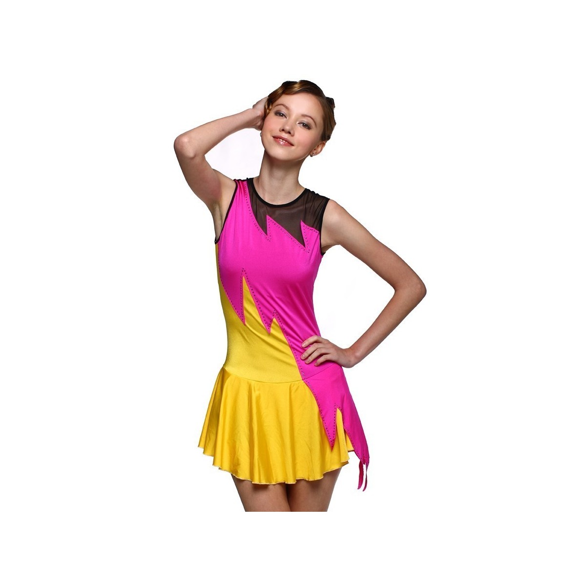 Figure skating dress - sleeveless - diamante 7 - XAMAS
