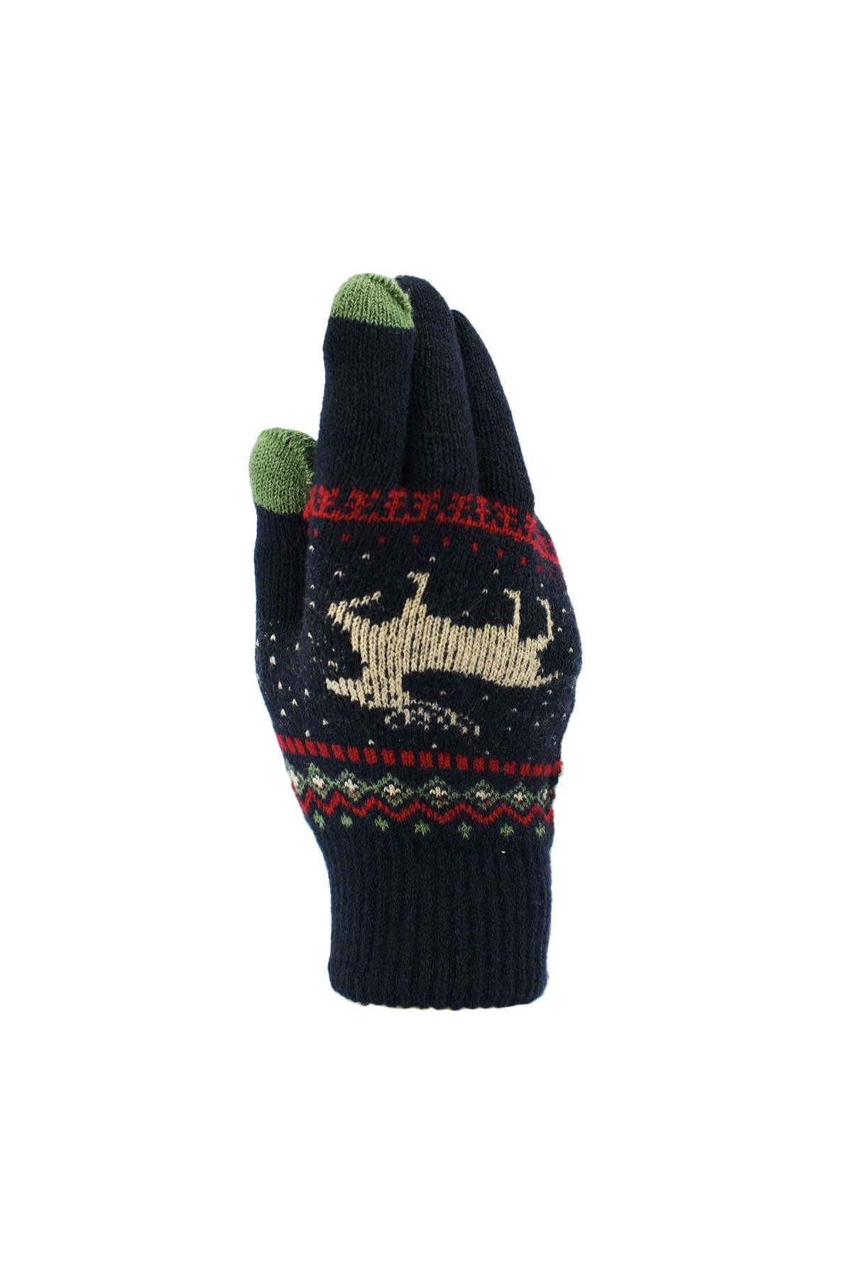 Classic Adults Reindeer Motif Touch Screen Knitted Gloves