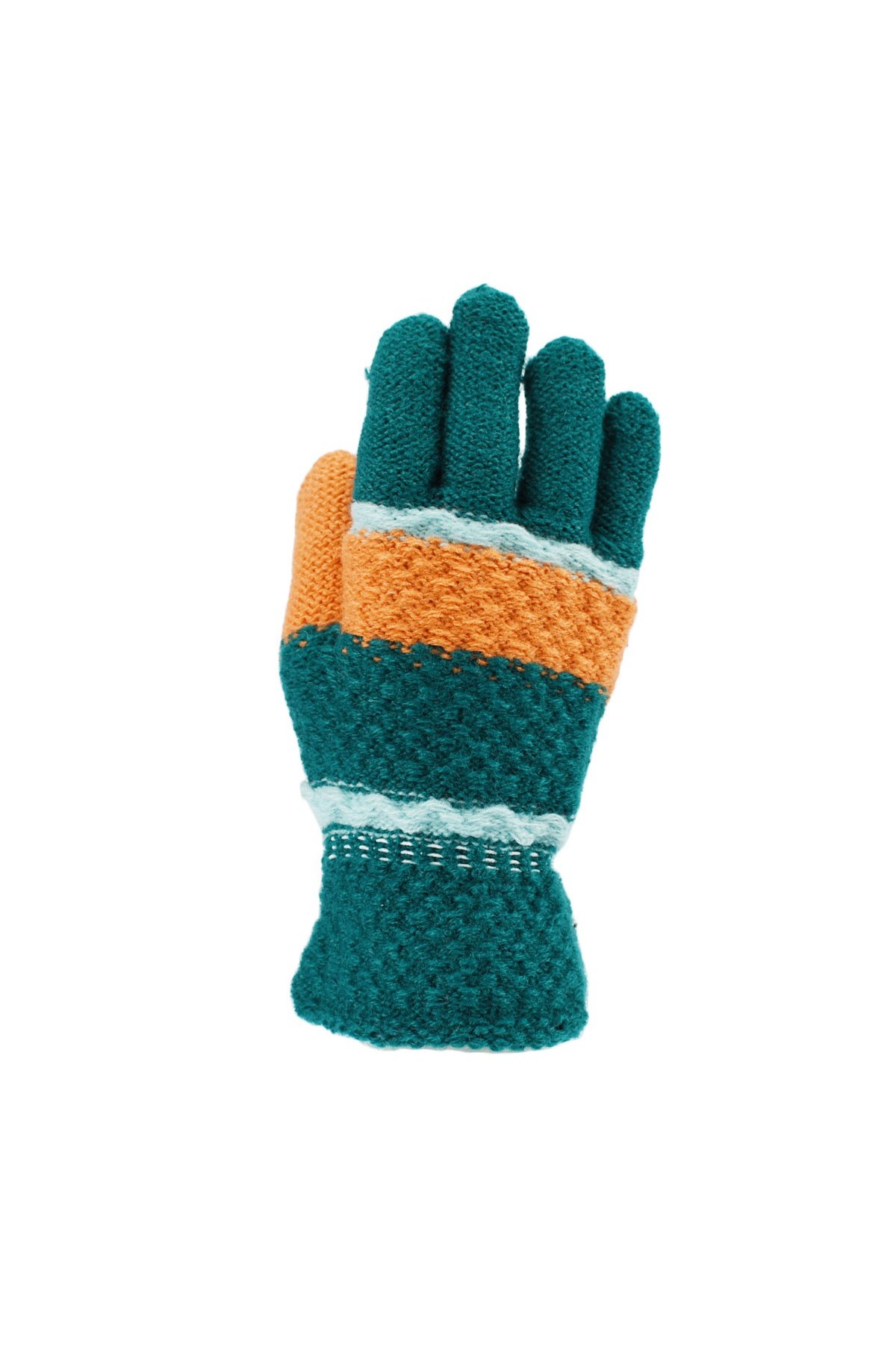 Classic Kids Pineapple Textured Striped Knitted Gloves