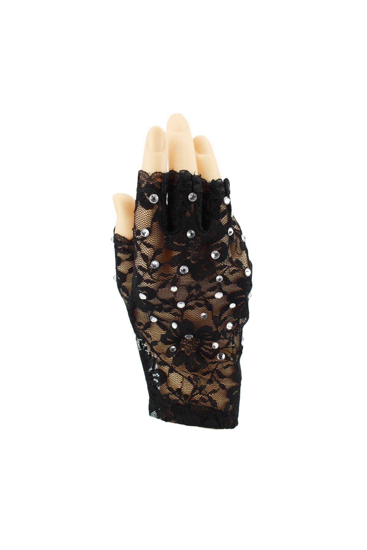 Trendy Pro Adults Black Lace Crystals Performance Mittens - Black