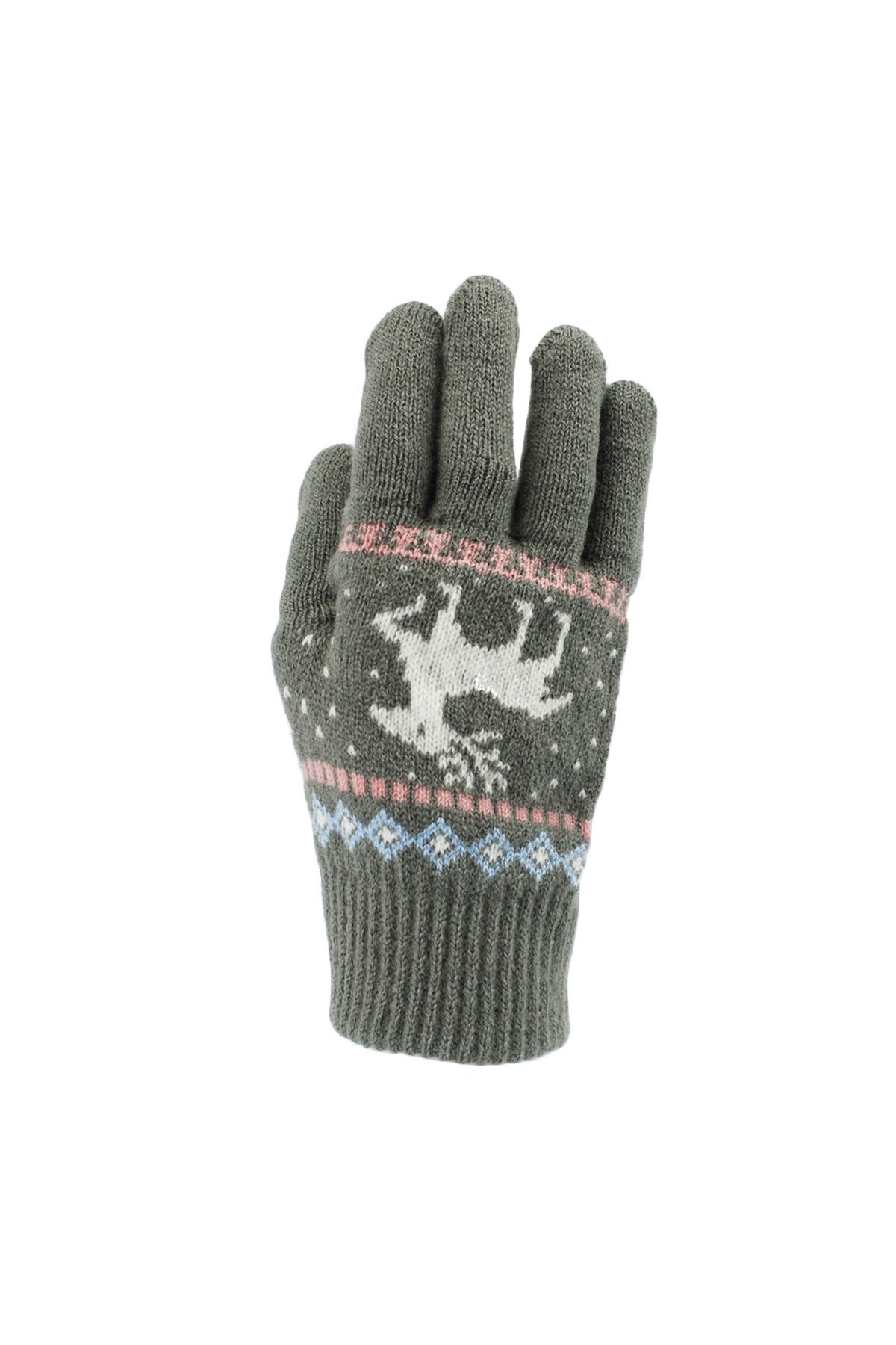 Classic Kids Reindeer Motif Knitted Gloves