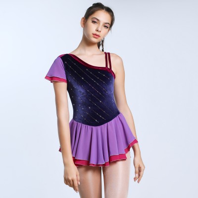 青春时尚 Alethea 花样滑冰表演服比赛裙 - 深紫