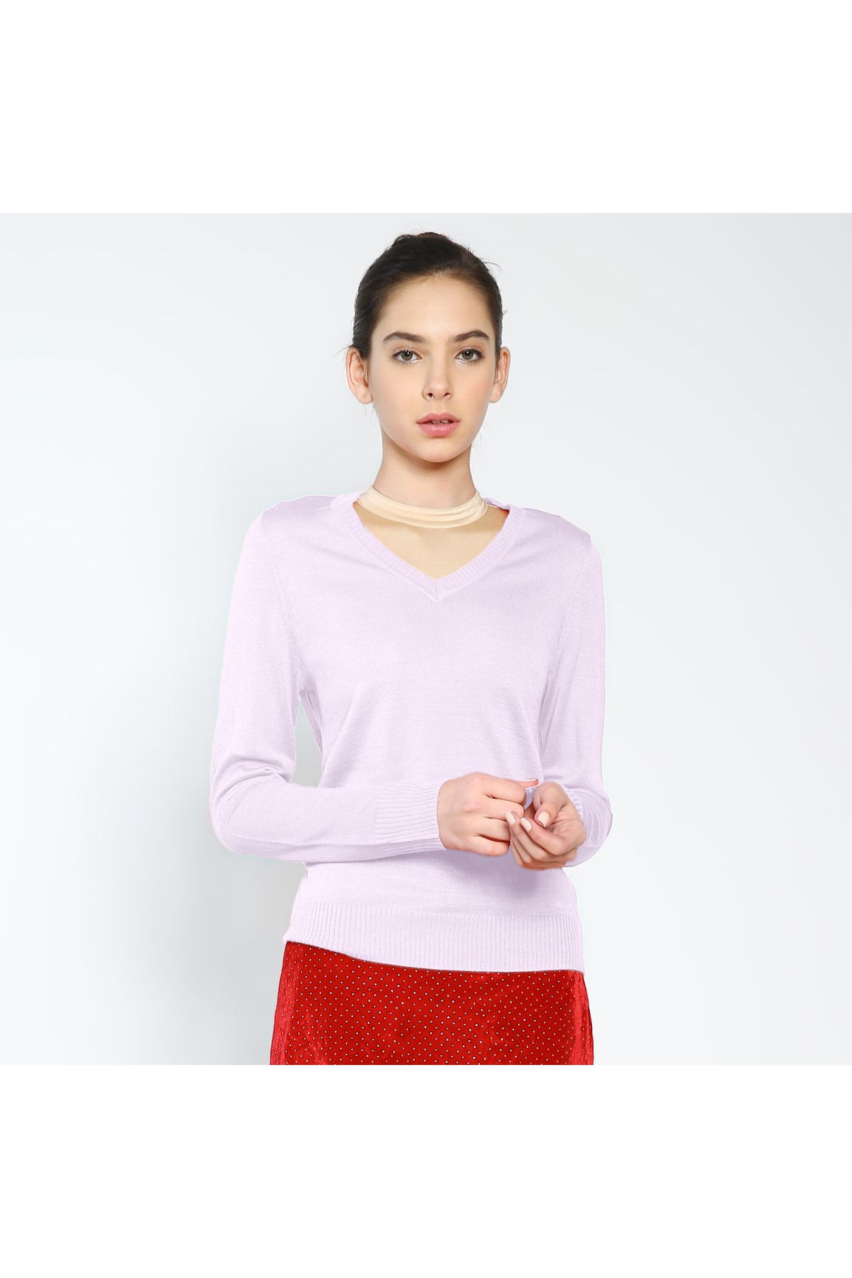 Knitted V-neck Top