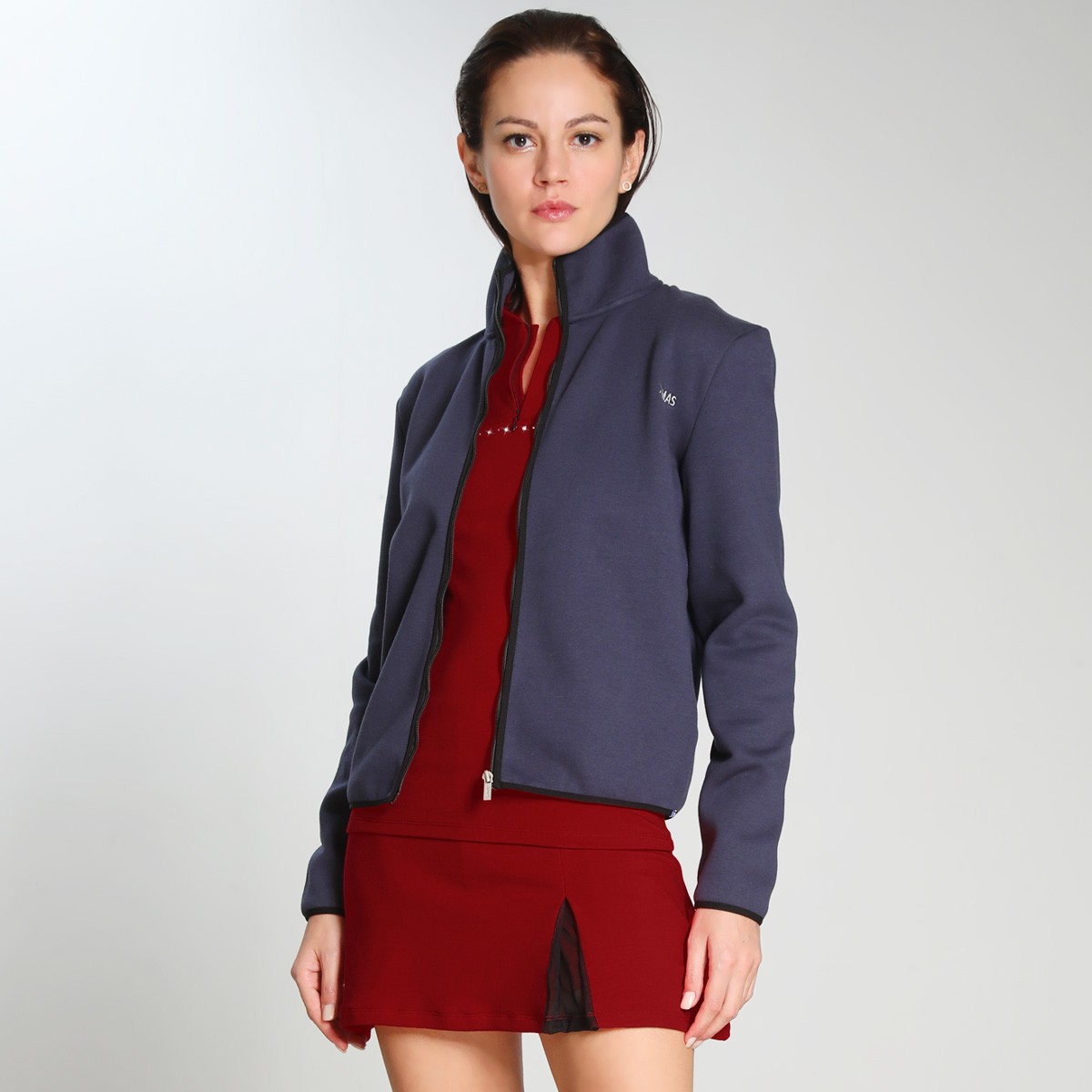 Women's sports jacket with zipper in black-hangkhonggiare.com.vn