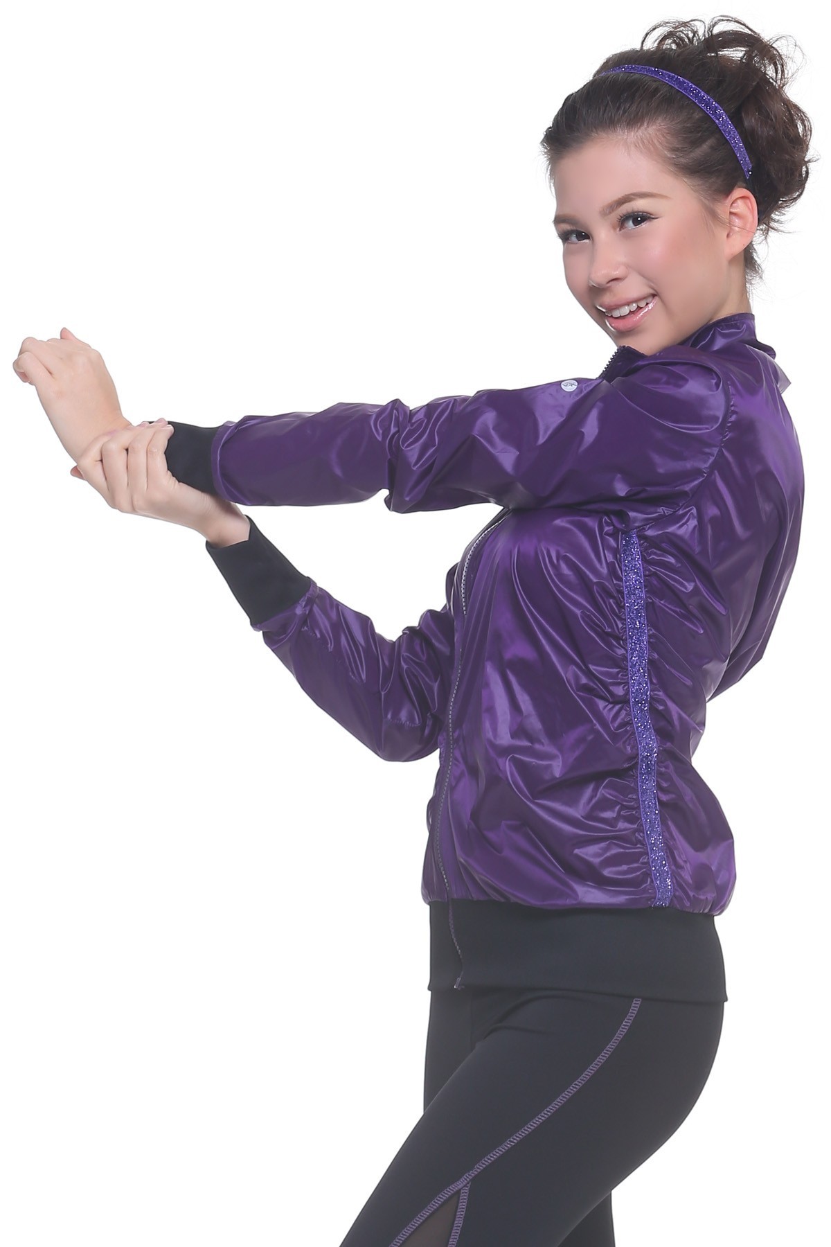 Trendy Pro Glitter Sports Windbreaker - Purple