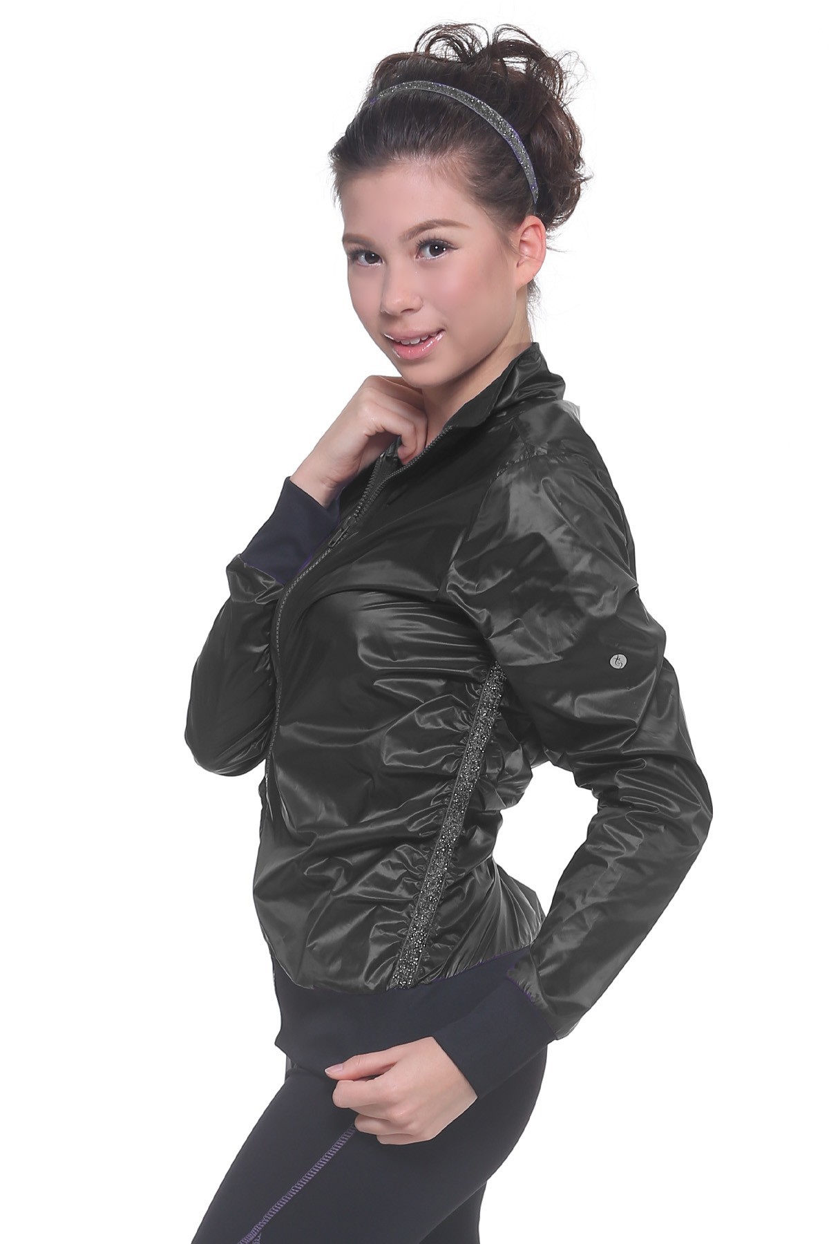 Trendy Pro Glitter Sports Windbreaker - Black