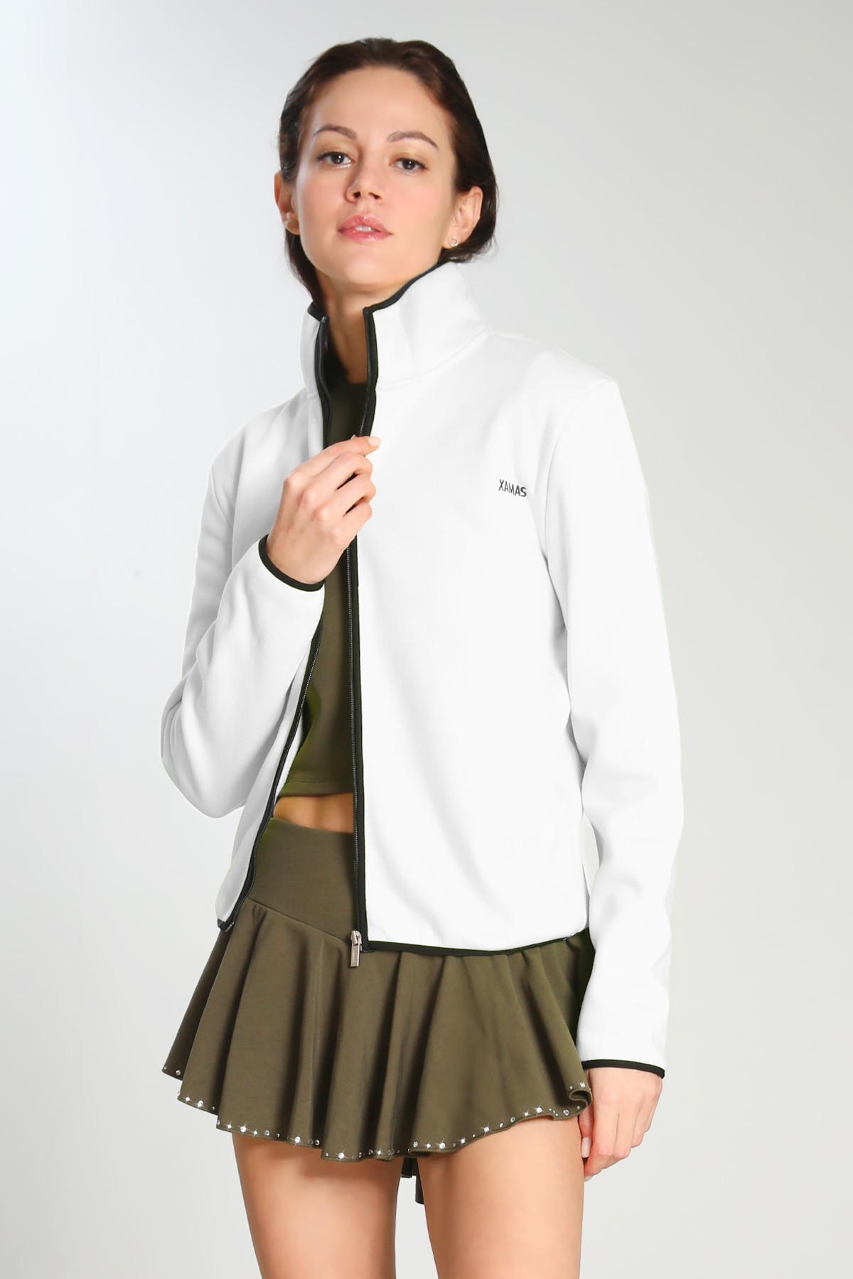 XAMAS Lyra Trendy Fleece Training Sports Jacket - Bright White