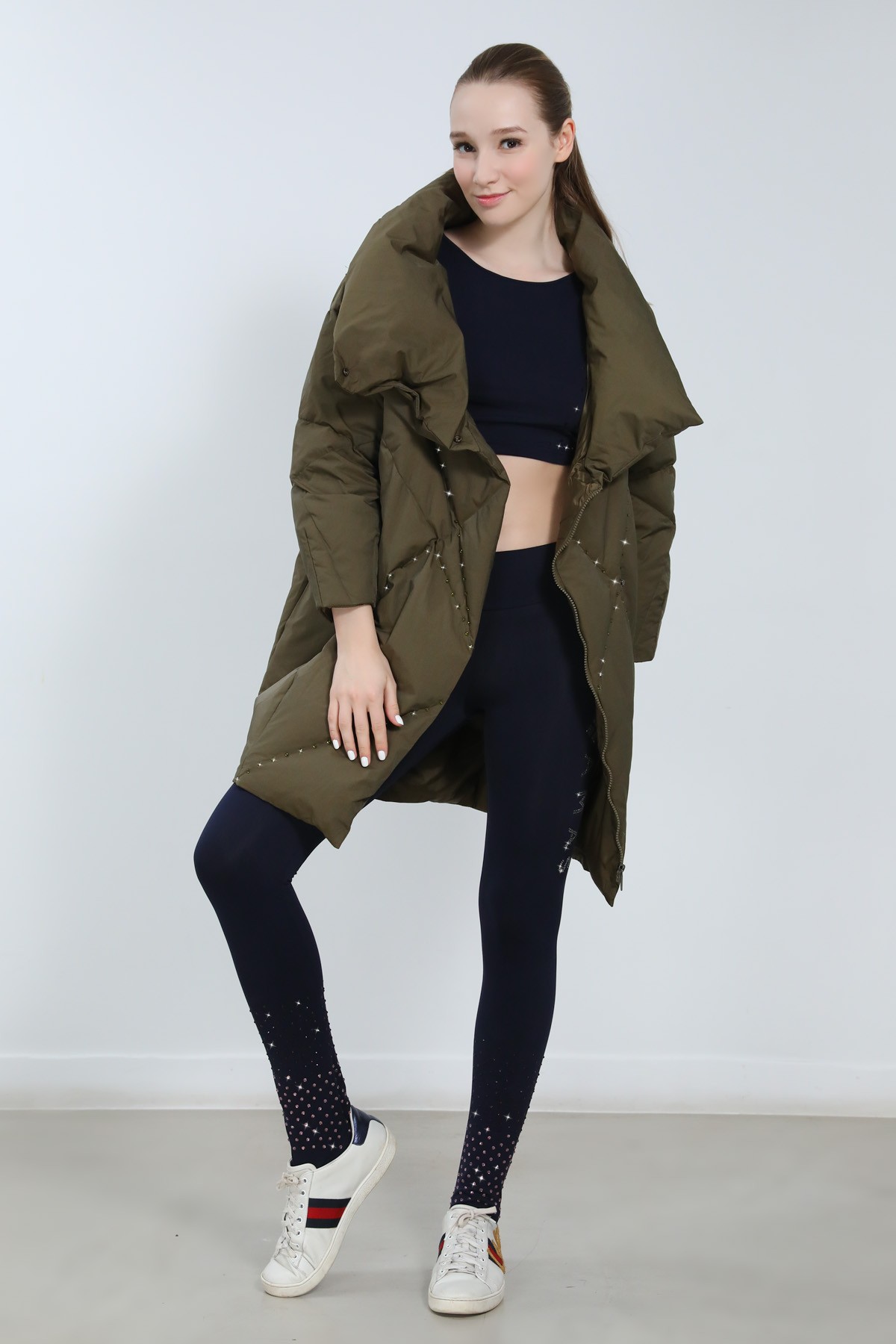 Trendy Pro COCOON Rhinestone Down Coat