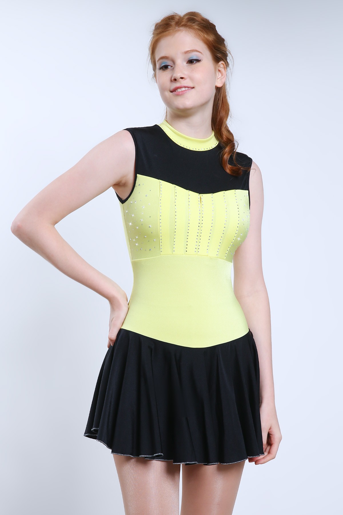 black skating dresses Solitaire Tapered Cut Figure Skate Dress main image 1
