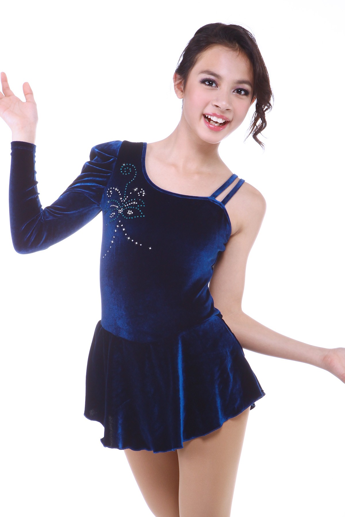 dark blue figure skating dresses Figure Skating Dress Women's Girls' Ice Skating Dress Black Navy Blue Spandex Stretchy Training Practice Professional Skating Wear, Child 8 / Black main image 1