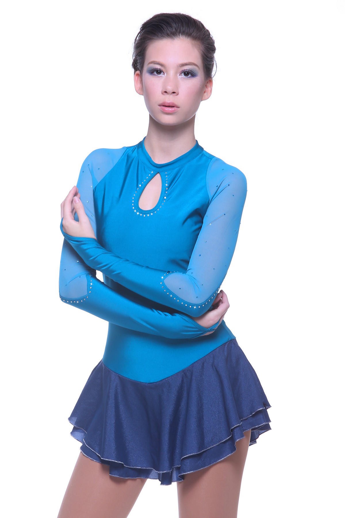 Trendy Pro Mermaid Tears Figure Skating Dress - Blue