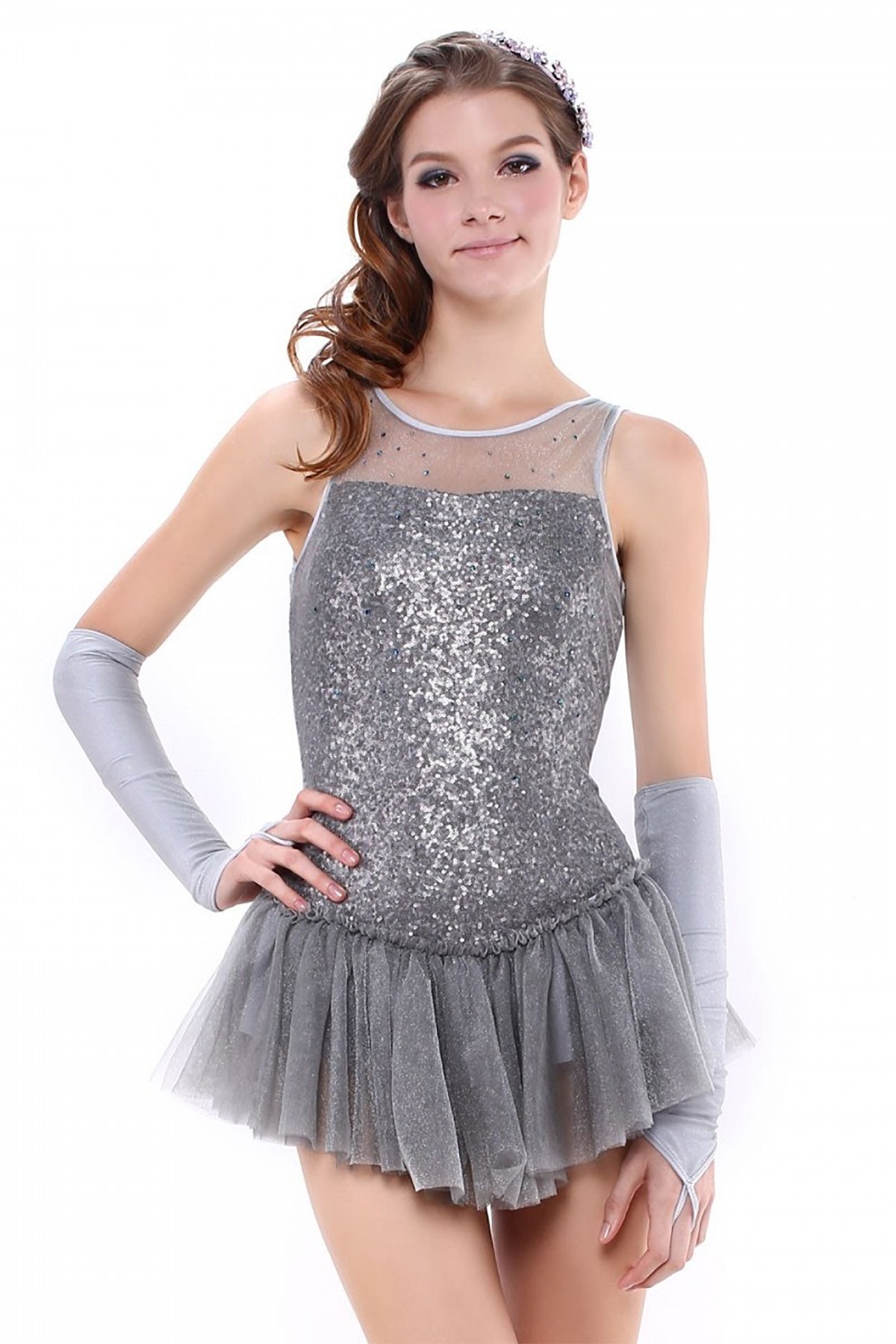 Trendy Pro Frozen Fairy Figure Skating Dress - Silver